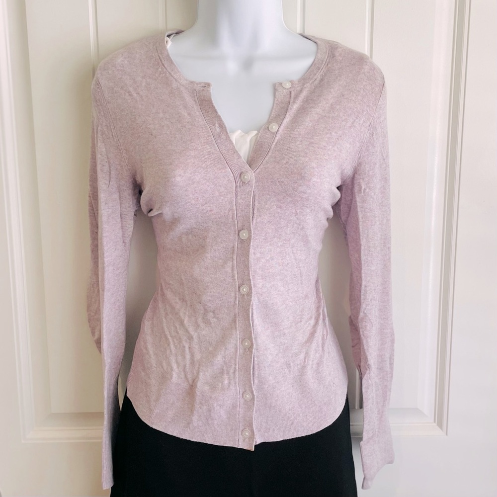 Ann Taylor Purple Mix Button Up Knit Sweater Sz Small